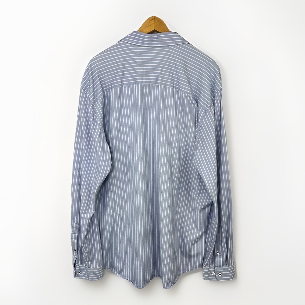 Buttercloth Dress Shirt Mens 2XL Blue Stripe Icy Cotton Regular Fit Stretch - Picture 6 of 13